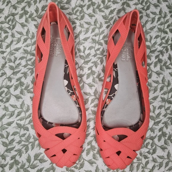 Melissa + Jason Wu bright coral ballet flats - Picture 1 of 8